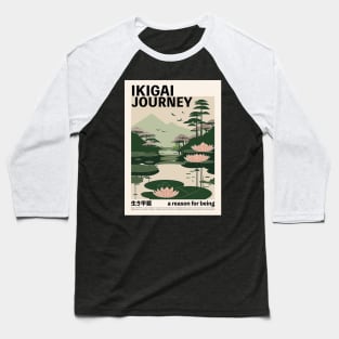 Japanese Landscape Ikigai - Modern Mid-century Style Baseball T-Shirt